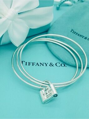 Rare Tiffany & Co 1837 Padlock Triple Wire Bangle Bracelet Sterling Silver 7.5”